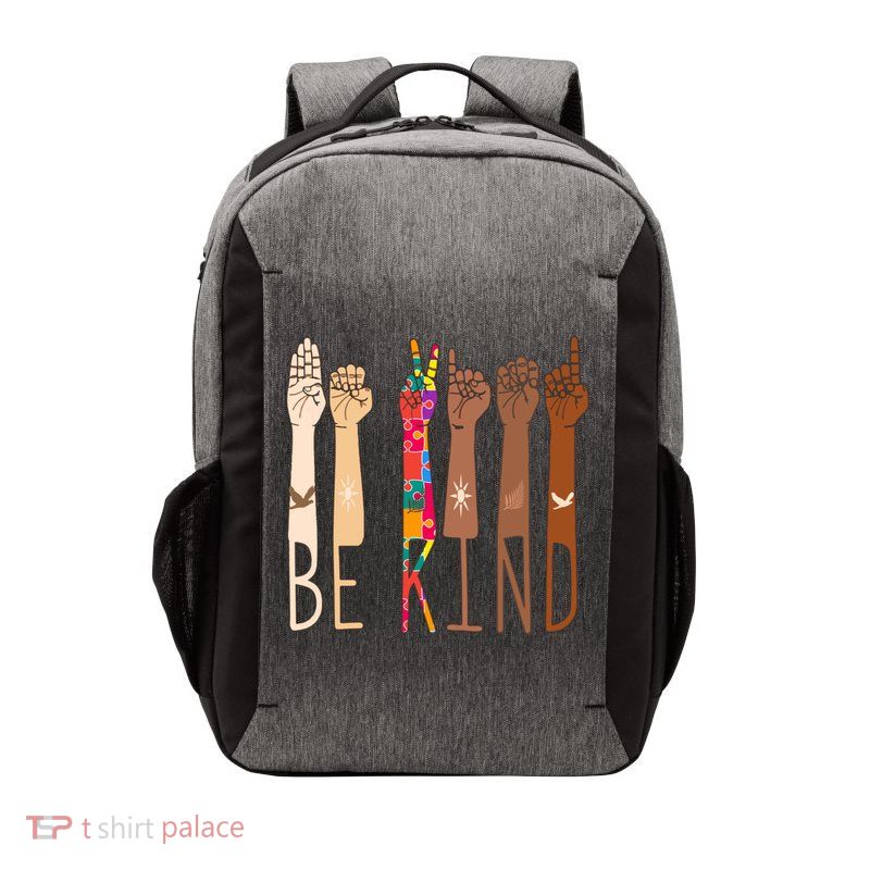 Retro Be Kind Hand Sign Language Asl Puzzle Autism Awareness Great Gift Vector Backpack