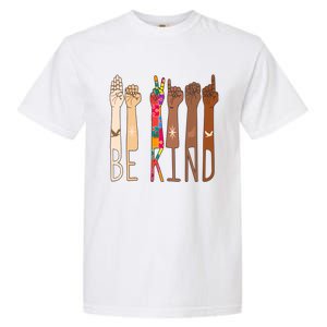 Retro Be Kind Hand Sign Language Asl Puzzle Autism Awareness Great Gift Garment-Dyed Heavyweight T-Shirt