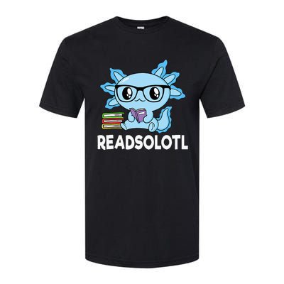 Readsolotl Blue Kawaii Axolotl Book Lover Funny Reading Softstyle® CVC T-Shirt