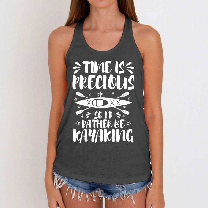 Rather Be Kayaking Cool Humorous Kayak Enthusiasts Love Gift Women's Knotted Racerback Tank