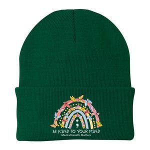 Rainbow Be Kind To Your Mind Mental Health Matters Knit Cap Winter Beanie