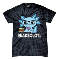 Readsolotl Blue Kawaii Axolotl Book Lover Funny Reading Tie-Dye T-Shirt