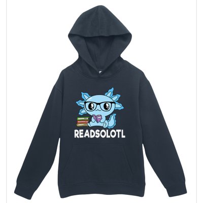 Readsolotl Blue Kawaii Axolotl Book Lover Funny Reading Urban Pullover Hoodie