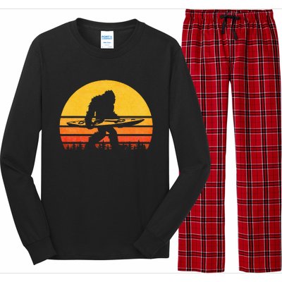 Retro Bigfoot Kayak Vintage Sasquatch Kayaking Long Sleeve Pajama Set