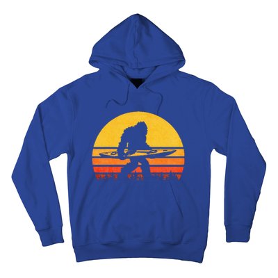 Retro Bigfoot Kayak Vintage Sasquatch Kayaking Hoodie