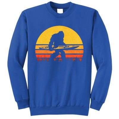 Retro Bigfoot Kayak Vintage Sasquatch Kayaking Sweatshirt