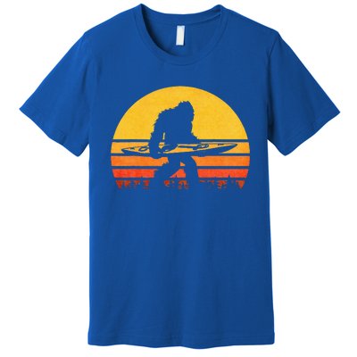 Retro Bigfoot Kayak Vintage Sasquatch Kayaking Premium T-Shirt