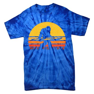 Retro Bigfoot Kayak Vintage Sasquatch Kayaking Tie-Dye T-Shirt