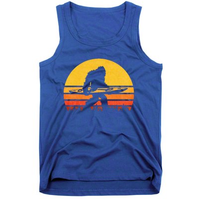 Retro Bigfoot Kayak Vintage Sasquatch Kayaking Tank Top