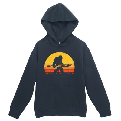 Retro Bigfoot Kayak Vintage Sasquatch Kayaking Urban Pullover Hoodie