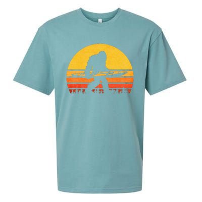 Retro Bigfoot Kayak Vintage Sasquatch Kayaking Sueded Cloud Jersey T-Shirt