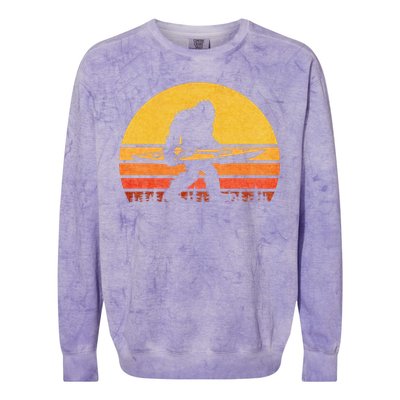 Retro Bigfoot Kayak Gift Vintage Sasquatch Kayaking Gift Colorblast Crewneck Sweatshirt