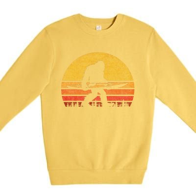 Retro Bigfoot Kayak Gift Vintage Sasquatch Kayaking Gift Premium Crewneck Sweatshirt