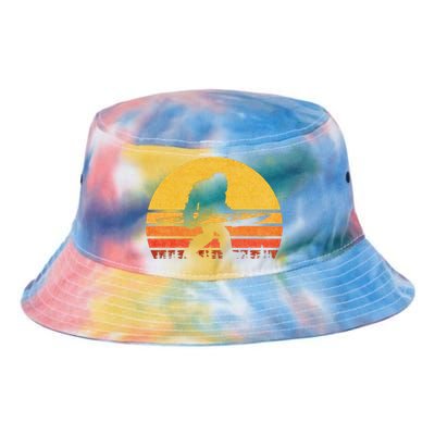 Retro Bigfoot Kayak Gift Vintage Sasquatch Kayaking Gift Tie Dye Newport Bucket Hat