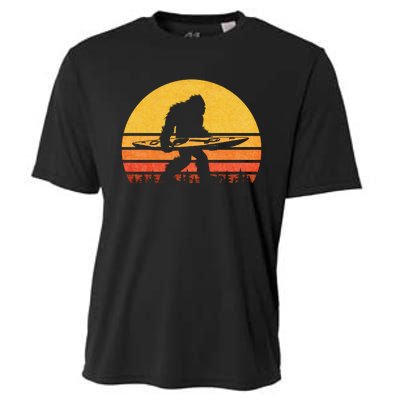 Retro Bigfoot Kayak Gift Vintage Sasquatch Kayaking Gift Cooling Performance Crew T-Shirt