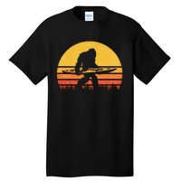 Retro Bigfoot Kayak Gift Vintage Sasquatch Kayaking Gift Tall T-Shirt