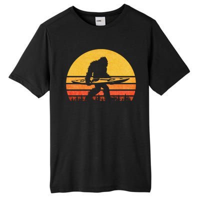 Retro Bigfoot Kayak Gift Vintage Sasquatch Kayaking Gift Tall Fusion ChromaSoft Performance T-Shirt