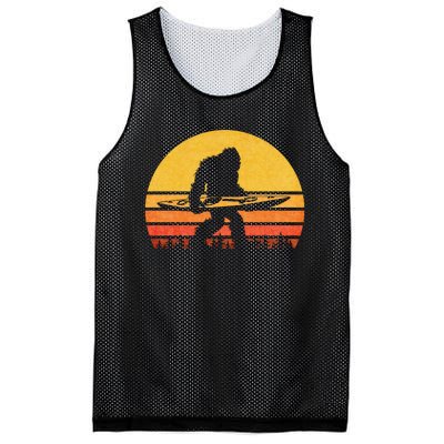 Retro Bigfoot Kayak Gift Vintage Sasquatch Kayaking Gift Mesh Reversible Basketball Jersey Tank