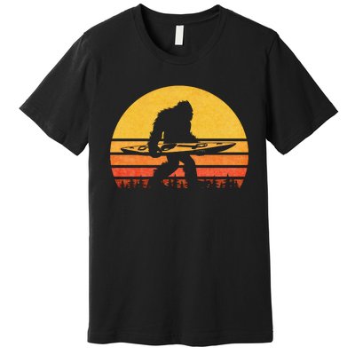 Retro Bigfoot Kayak Gift Vintage Sasquatch Kayaking Gift Premium T-Shirt