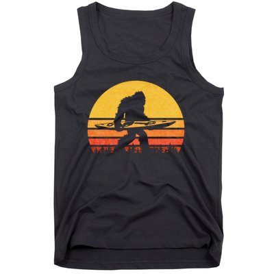 Retro Bigfoot Kayak Gift Vintage Sasquatch Kayaking Gift Tank Top