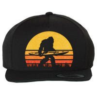 Retro Bigfoot Kayak Gift Vintage Sasquatch Kayaking Gift Wool Snapback Cap