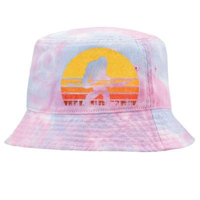 Retro Bigfoot Kayak Gift Vintage Sasquatch Kayaking Gift Tie-Dyed Bucket Hat