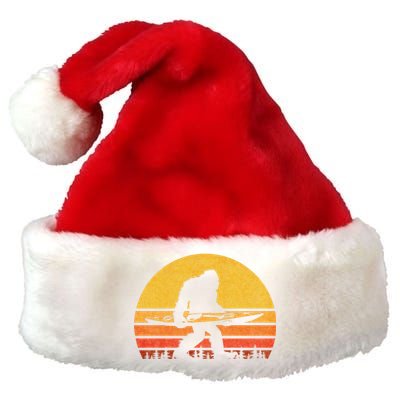 Retro Bigfoot Kayak Gift Vintage Sasquatch Kayaking Gift Premium Christmas Santa Hat