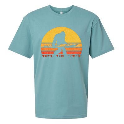 Retro Bigfoot Kayak Gift Vintage Sasquatch Kayaking Gift Sueded Cloud Jersey T-Shirt