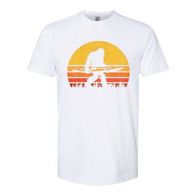 Retro Bigfoot Kayak Gift Vintage Sasquatch Kayaking Gift Softstyle CVC T-Shirt