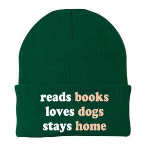 Reads Books Loves Dogs Stays Home Funny Lover Quote Gift Meaningful Gift Knit Cap Winter Beanie