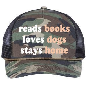 Reads Books Loves Dogs Stays Home Funny Lover Quote Gift Meaningful Gift Retro Rope Trucker Hat Cap