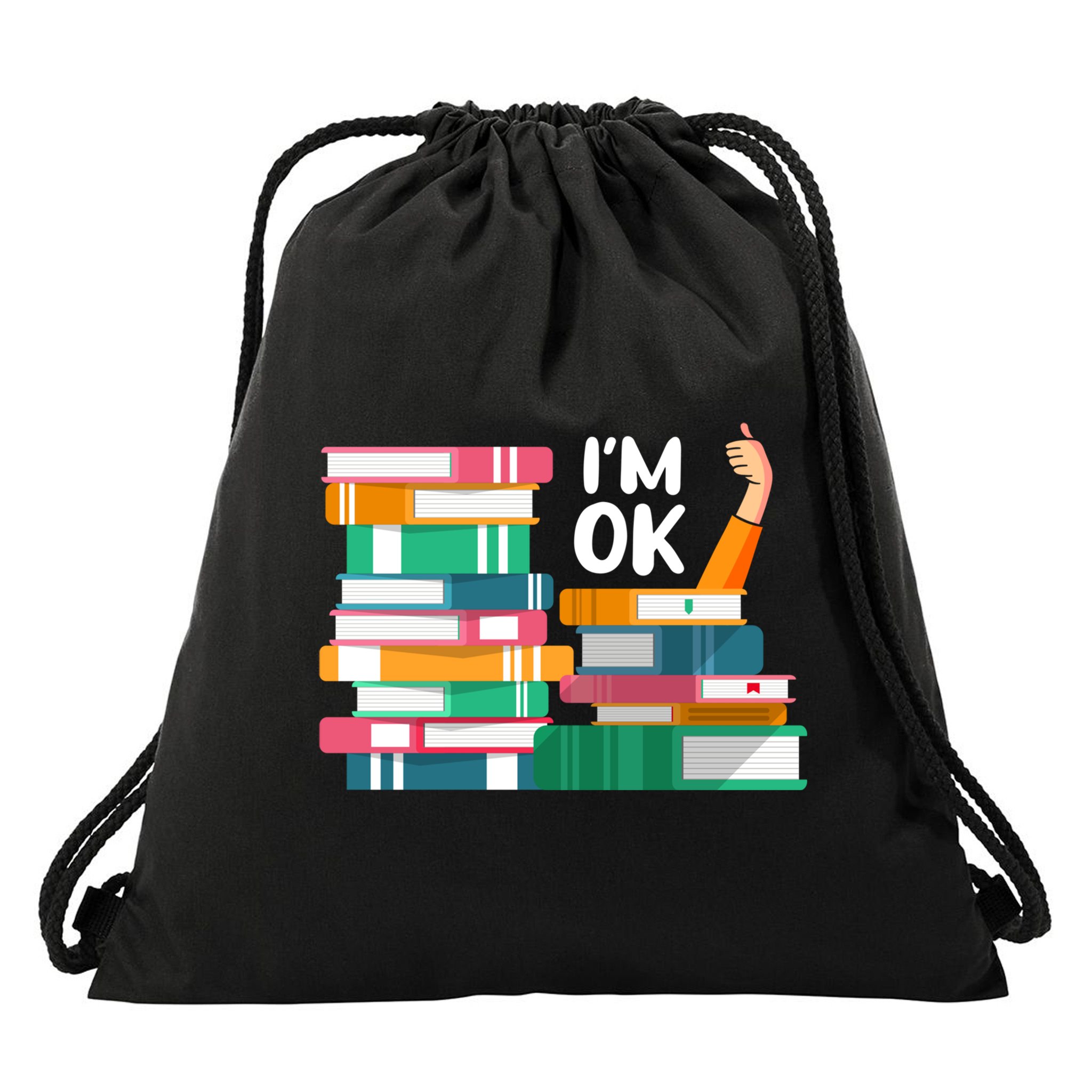 Reading Book Lovers I'm Ok National Book Lovers Day Cute Gift Drawstring Bag