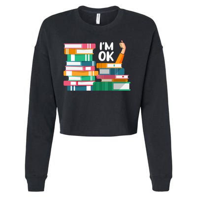 Reading Book Lovers I'm Ok National Book Lovers Day Cute Gift Cropped Pullover Crew