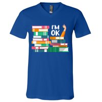Reading Book Lovers I'm Ok National Book Lovers Day Cute Gift V-Neck T-Shirt