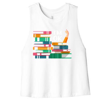 Reading Book Lovers I'm Ok National Book Lovers Day Cute Gift Women's Racerback Cropped Tank