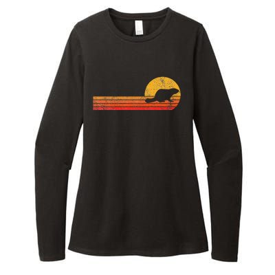 Retro Beaver Lover Funny Beaver Vintage Womens CVC Long Sleeve Shirt