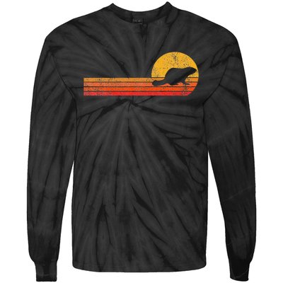 Retro Beaver Lover Funny Beaver Vintage Tie-Dye Long Sleeve Shirt