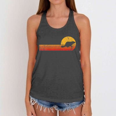 Retro Beaver Lover Funny Beaver Vintage Women's Knotted Racerback Tank