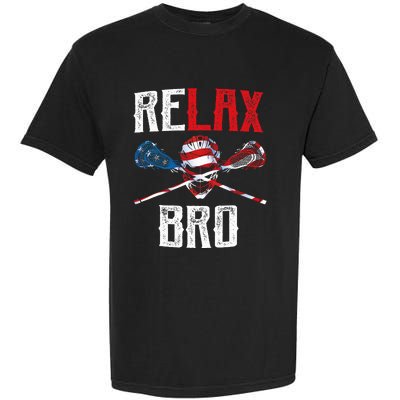 Relax Bro Lacrosse American Flag Lax Lacrosse Player Gifts Garment-Dyed Heavyweight T-Shirt