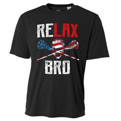 Relax Bro Lacrosse American Flag Lax Lacrosse Player Gifts Cooling Performance Crew T-Shirt