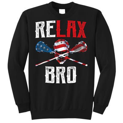 Relax Bro Lacrosse American Flag Lax Lacrosse Player Gifts Sweatshirt