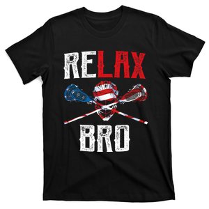 Relax Bro Lacrosse American Flag Lax Lacrosse Player Gifts T-Shirt