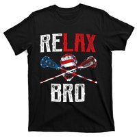 Relax Bro Lacrosse American Flag Lax Lacrosse Player Gifts T-Shirt