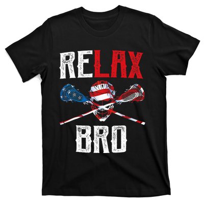 Relax Bro Lacrosse American Flag Lax Lacrosse Player Gifts T-Shirt