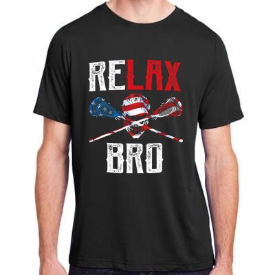 Relax Bro Lacrosse American Flag Lax Lacrosse Player Gifts Adult ChromaSoft Performance T-Shirt