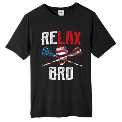 Relax Bro Lacrosse American Flag Lax Lacrosse Player Gifts Tall Fusion ChromaSoft Performance T-Shirt