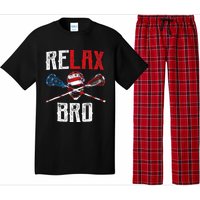 Relax Bro Lacrosse American Flag Lax Lacrosse Player Gifts Pajama Set