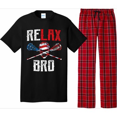 Relax Bro Lacrosse American Flag Lax Lacrosse Player Gifts Pajama Set