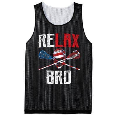 Relax Bro Lacrosse American Flag Lax Lacrosse Player Gifts Mesh Reversible Basketball Jersey Tank