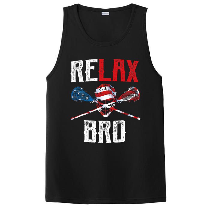 Relax Bro Lacrosse American Flag Lax Lacrosse Player Gifts PosiCharge Competitor Tank